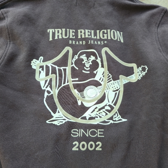 y2k true religion full zip brown logo jacketsize medium - Picture 3 of 4